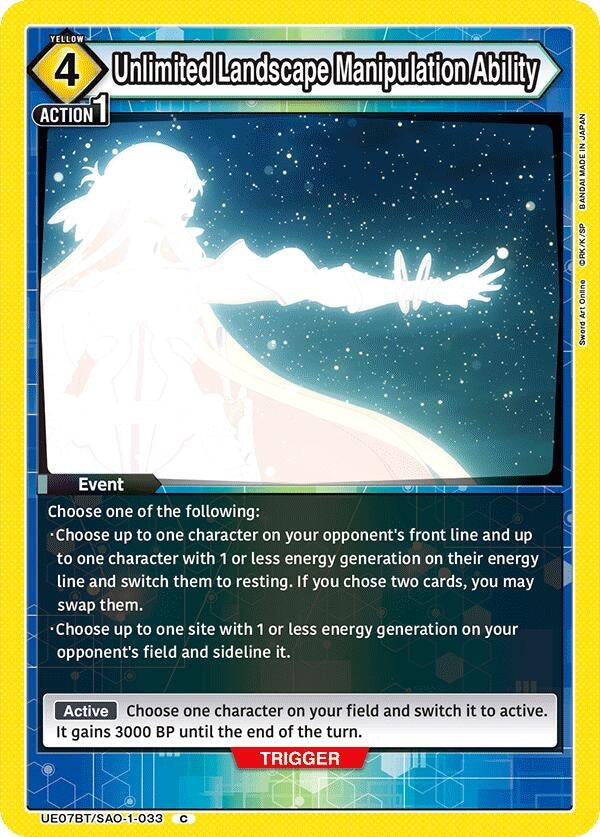 Image for Unlimited Landscape Manipulation Ability (UE07BT/SAO-1-033) (UE07BT: Sword Art Online) (UE07BT) - Union Arena