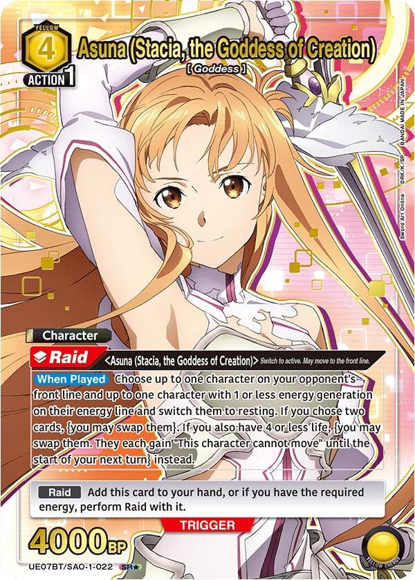 Image for Asuna (Stacia, the Goddess of Creation) (022) (SR*) (UE07BT/SAO-1-022) (UE07BT: Sword Art Online) (UE07BT) - Union Arena