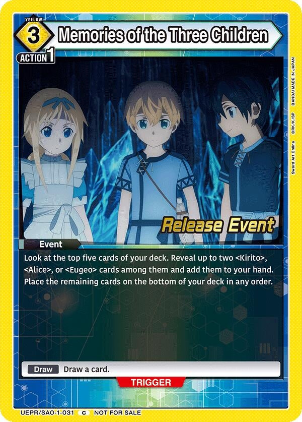 Image for Memories of the Three Children (UEPR/SAO-1-031) (UE07BT: Sword Art Online Release Event Cards) (UE07BT_RE) - Union Arena