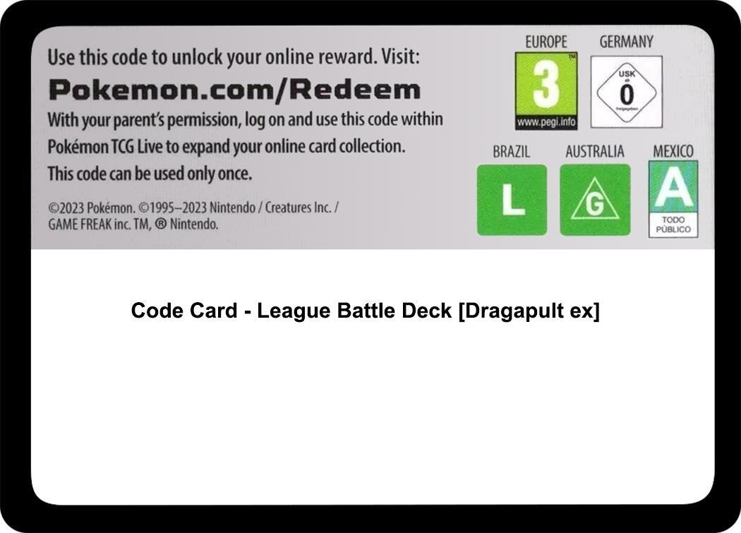 Image for Code Card - League Battle Deck [Dragapult ex] (Miscellaneous Cards & Products) (MCAP) - Pokemon