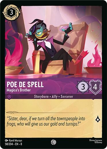 Image for Poe De Spell - Magica's Brother (58/204) (Reign of Jafar) (8) - Disney Lorcana