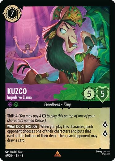 Image for Kuzco - Impulsive Llama (67/204) (Reign of Jafar) (8) - Disney Lorcana