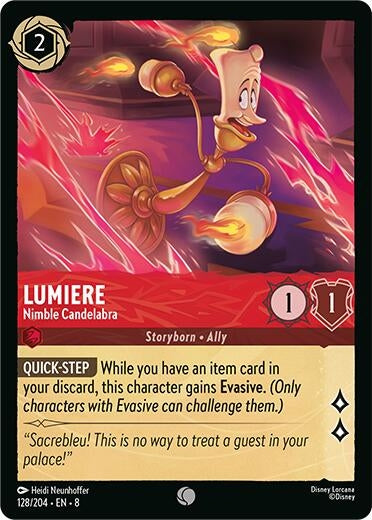 Image for Lumiere - Nimble Candelabra (128/204) (Reign of Jafar) (8) - Disney Lorcana
