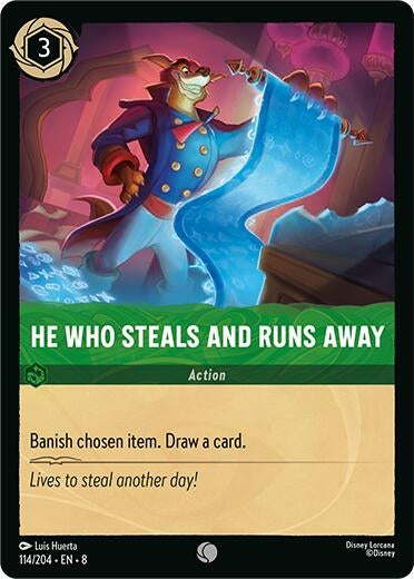 Image for He Who Steals And Runs Away (114/204) (Reign of Jafar) (8) - Disney Lorcana