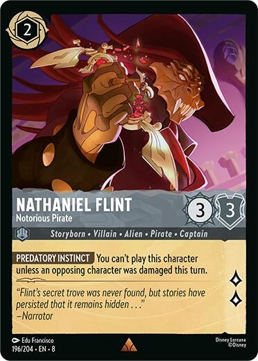 Image for Nathaniel Flint - Notorious Pirate (196/204) (Reign of Jafar) (8) - Disney Lorcana