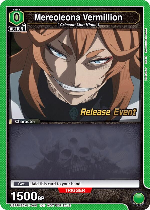Image for Mereoleona Vermillion (040) (UEPR/BCV-1-040) (UE08BT: Black Clover Release Event Cards) (UE08BT_RE) - Union Arena