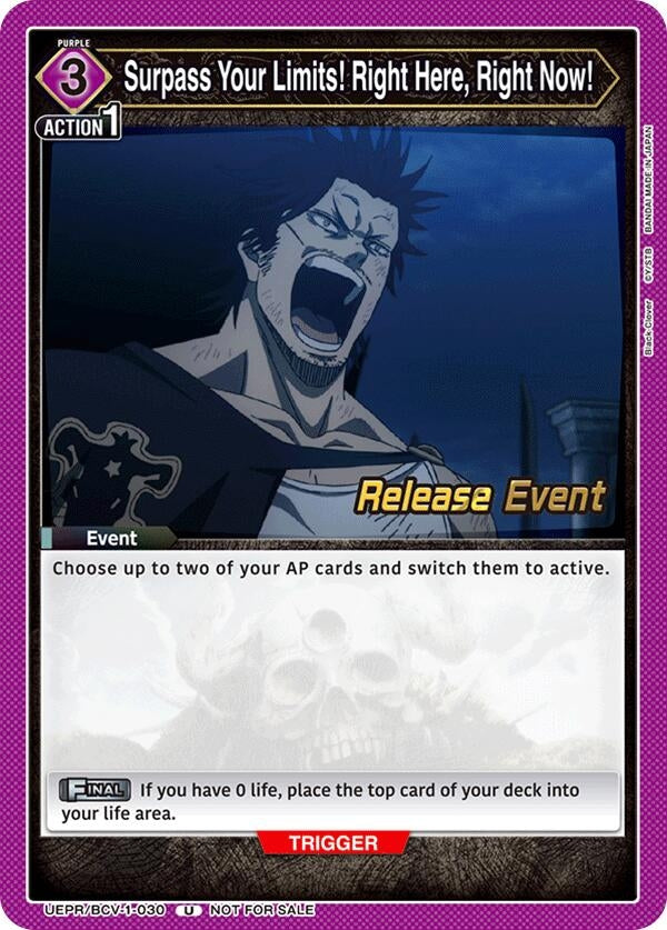 Image for Surpass Your Limits! Right Here, Right Now! (UEPR/BCV-1-030) (UE08BT: Black Clover Release Event Cards) (UE08BT_RE) - Union Arena