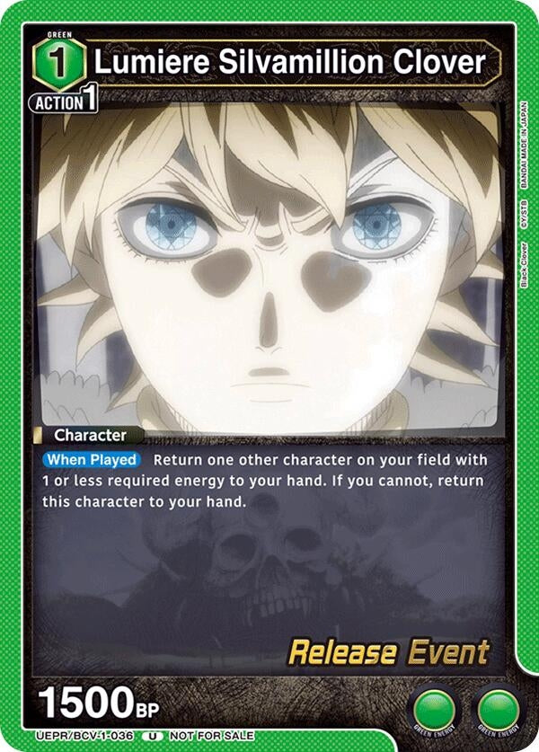 Image for Lumiere Silvamillion Clover (UEPR/BCV-1-036) (UE08BT: Black Clover Release Event Cards) (UE08BT_RE) - Union Arena