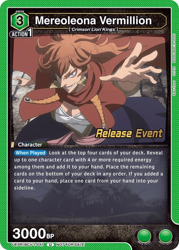 Image for Mereoleona Vermillion (041) (UEPR/BCV-1-041) (UE08BT: Black Clover Release Event Cards) (UE08BT_RE) - Union Arena