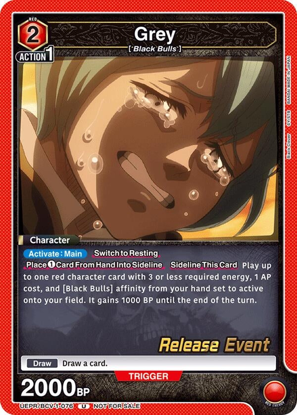 Image for Grey (076) (UEPR/BCV-1-076) (UE08BT: Black Clover Release Event Cards) (UE08BT_RE) - Union Arena