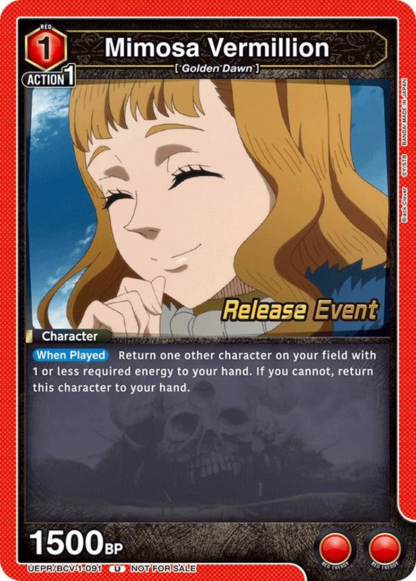 Image for Mimosa Vermillion (091) (UEPR/BCV-1-091) (UE08BT: Black Clover Release Event Cards) (UE08BT_RE) - Union Arena