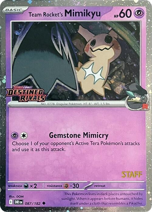Image for Team Rocket's Mimikyu (Prerelease) [Staff] (087/182) (Miscellaneous Cards & Products) (MCAP) - Pokemon