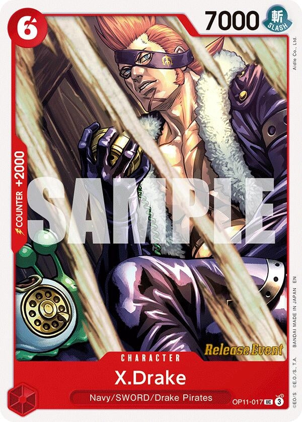 Image for X.Drake (OP11-017) (A Fist of Divine Speed Release Event Cards) (OP11 RE) - One Piece Card Game