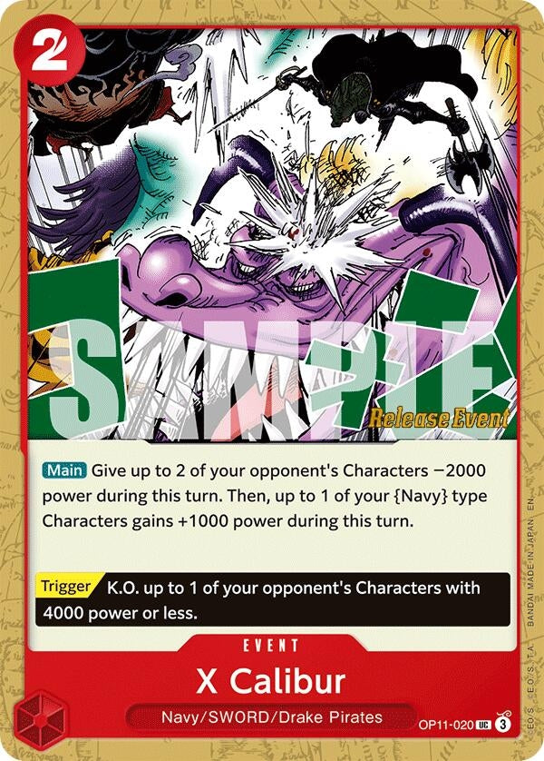 Image for X Calibur (OP11-020) (A Fist of Divine Speed Release Event Cards) (OP11 RE) - One Piece Card Game