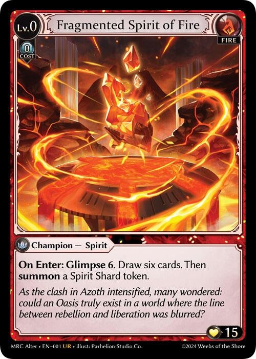 Image for Fragmented Spirit of Fire (1) (Mercurial Heart Alter Edition) (MH Alter) - Grand Archive TCG