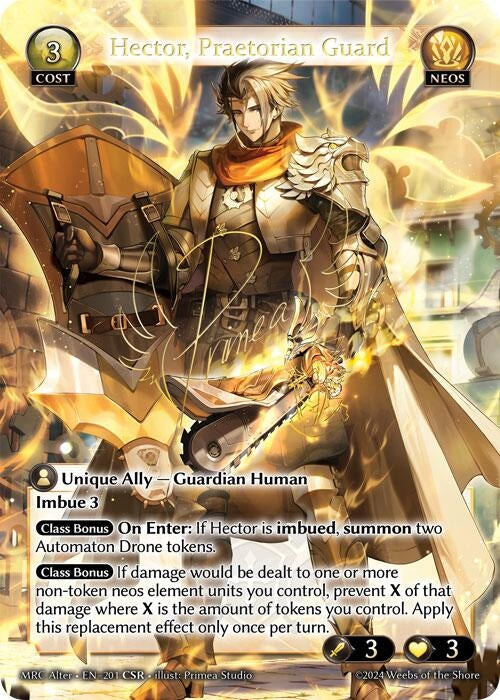 Image for Hector, Praetorian Guard (CSR) (201) (Mercurial Heart Alter Edition) (MH Alter) - Grand Archive TCG