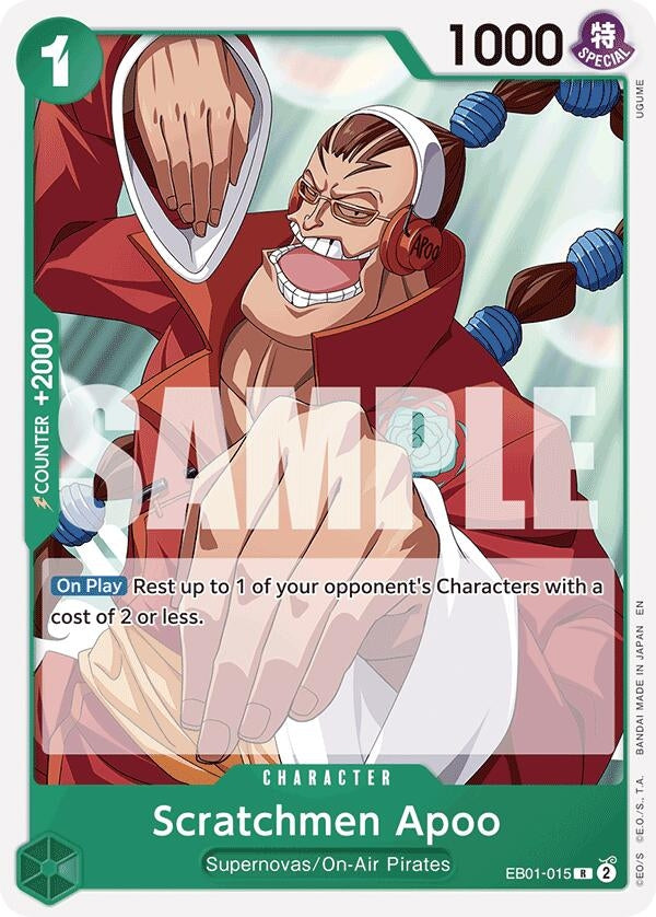 Image for Scratchmen Apoo (Reprint) (EB01-015) (Starter Deck 24: GREEN Jewelry Bonney) (ST-24) - One Piece Card Game