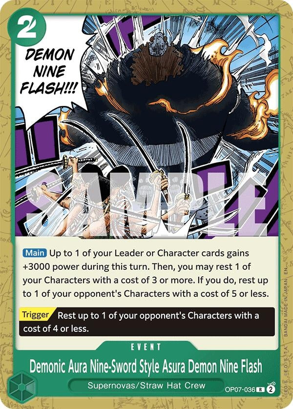 Image for Demonic Aura Nine-Sword Style Asura Demon Nine Flash (Reprint) (OP07-036) (Starter Deck 24: GREEN Jewelry Bonney) (ST-24) - One Piece Card Game