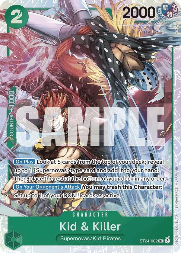 Image for Kid & Killer (ST24-002) (Starter Deck 24: GREEN Jewelry Bonney) (ST-24) - One Piece Card Game