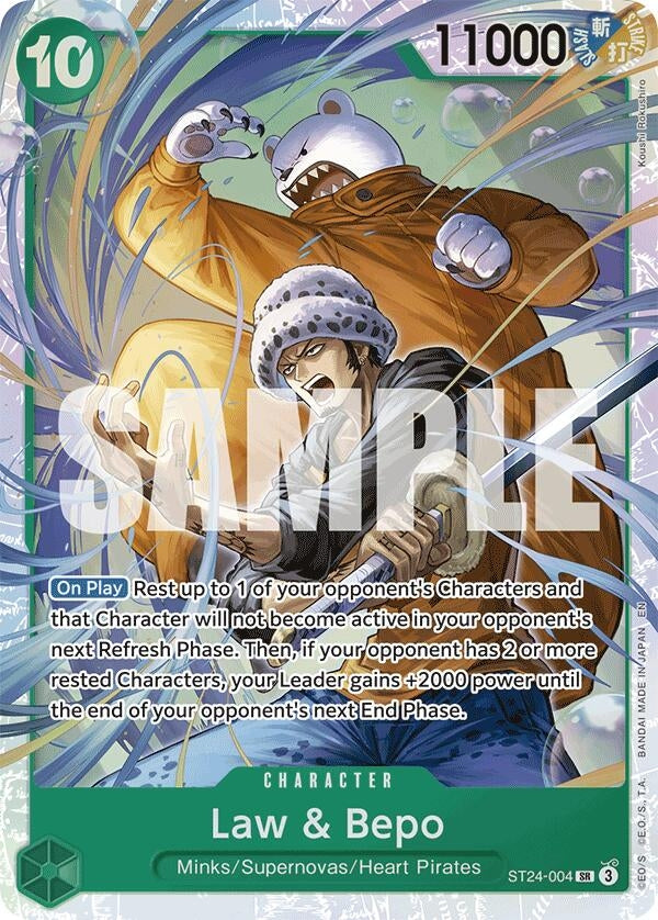 Image for Law & Bepo (ST24-004) (Starter Deck 24: GREEN Jewelry Bonney) (ST-24) - One Piece Card Game