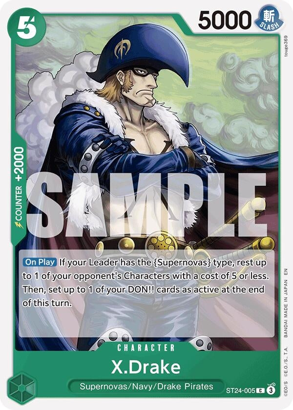 Image for X.Drake (ST24-005) (Starter Deck 24: GREEN Jewelry Bonney) (ST-24) - One Piece Card Game