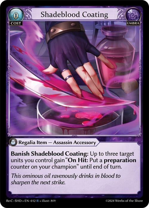 Image for Shadeblood Coating (012) (Tristan, Shadowdancer Re:Collection Lite) (SHDLTE) - Grand Archive TCG