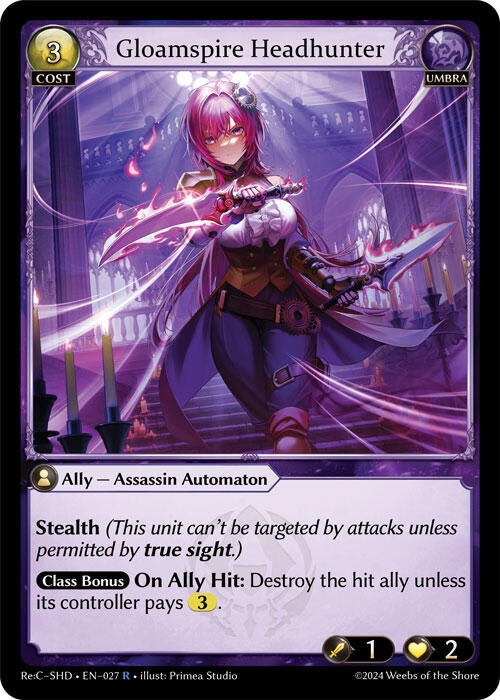 Image for Gloamspire Headhunter (027) (Tristan, Shadowdancer Re:Collection Lite) (SHDLTE) - Grand Archive TCG
