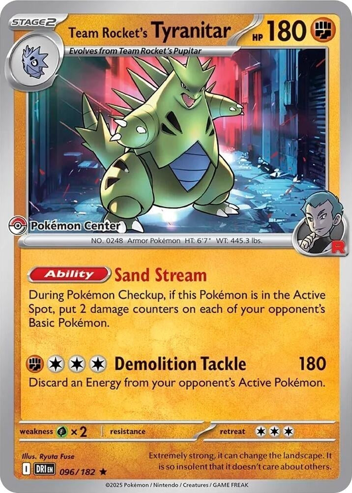 Image for Team Rocket's Tyranitar (Pokemon Center Exclusive) (096/182) (Miscellaneous Cards & Products) (MCAP) - Pokemon