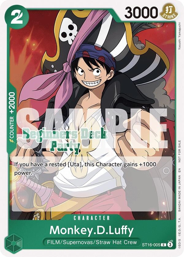 Image for Monkey.D.Luffy (Beginners Deck Party [ST-23] - [ST-28] Participation Pack) (ST16-005) (One Piece Promotion Cards) (OP-PR) - One Piece Card Game