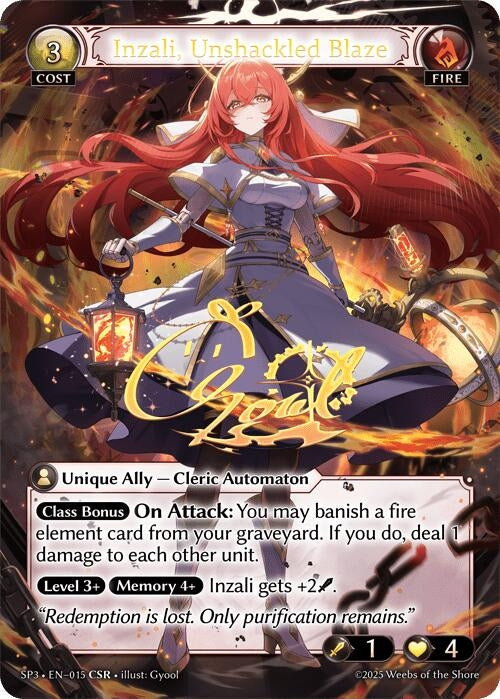 Image for Inzali, Unshackled Blaze (CSR) (015) (Supporter Pack 3) (SP3) - Grand Archive TCG