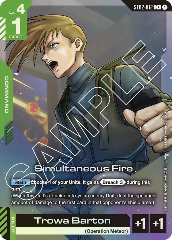 Image for Simultaneous Fire (C+) (ST02-012) (Starter Deck 02: Wings of Advance) (ST02) - Gundam Card Game