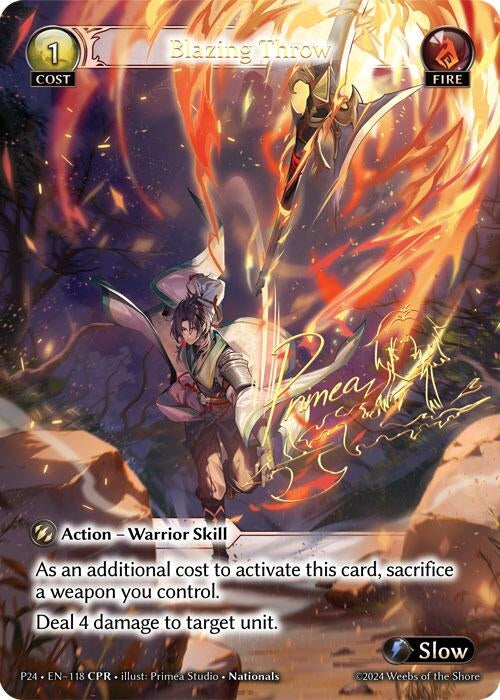 Image for Blazing Throw (CPR) (118) (Promotional Cards) (P) - Grand Archive TCG