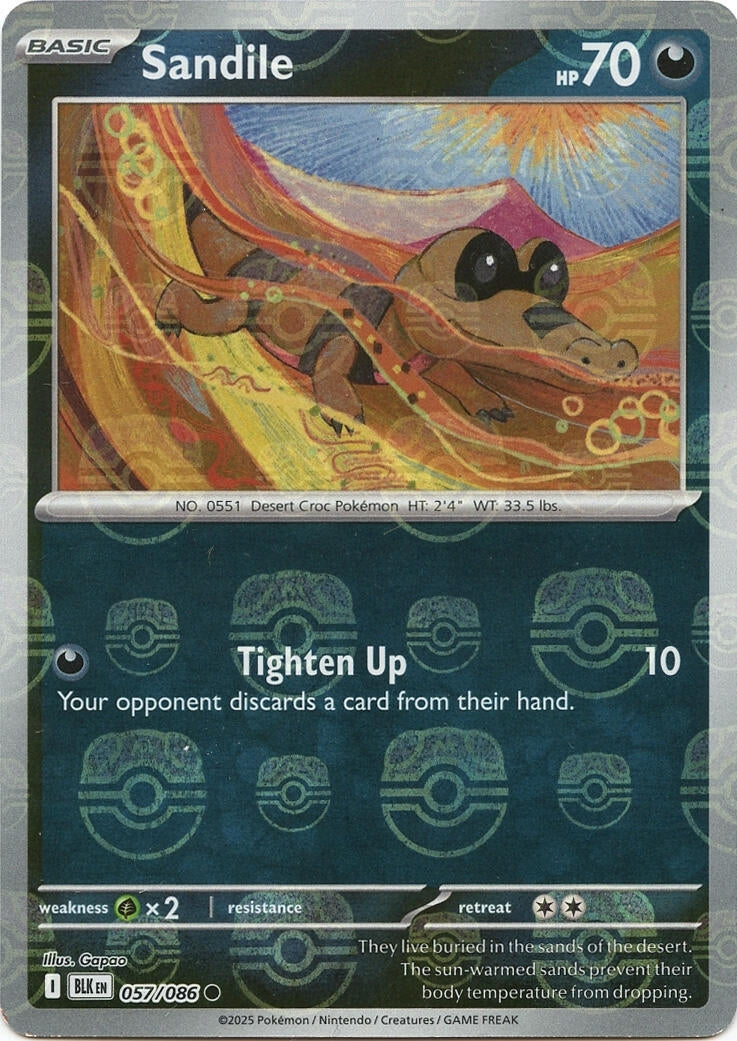 Image for Sandile (Master Ball Pattern) (057/086) (SV: Black Bolt) - Pokemon