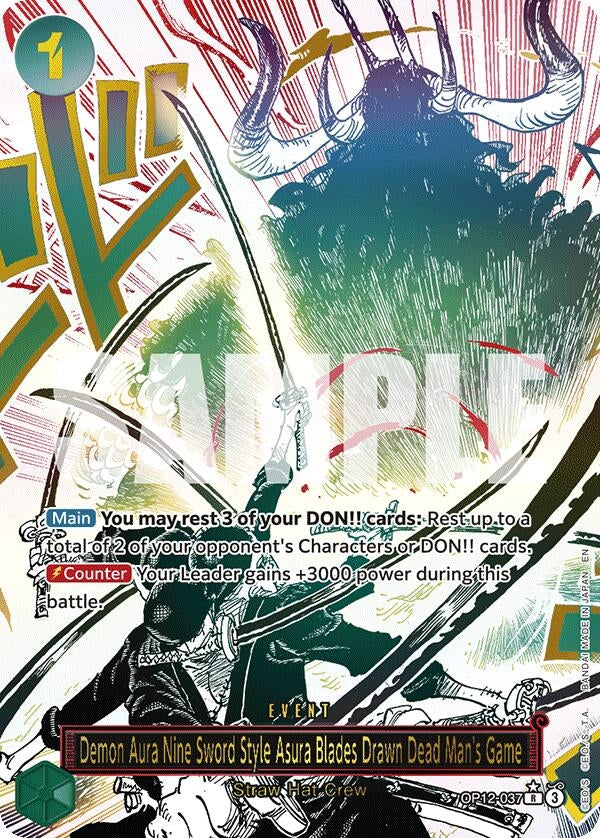 Image for Demon Aura Nine Sword Style Asura Blades Drawn Dead Man's Game (Alternate Art) (OP12-037) (Legacy of the Master) (OP12) - One Piece Card Game