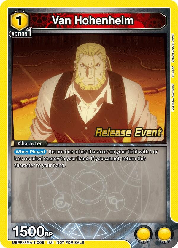 Image for Van Hohenheim (UEPR/FMA-1-006) (UE09BT: FULLMETAL ALCHEMIST Release Event Cards) (UE09BT_RE) - Union Arena
