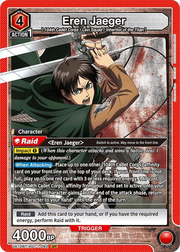 Image for Eren Jaeger (092) (UE10BT/AOT-1-092) (UE10BT: Attack on Titan) (UE10BT) - Union Arena