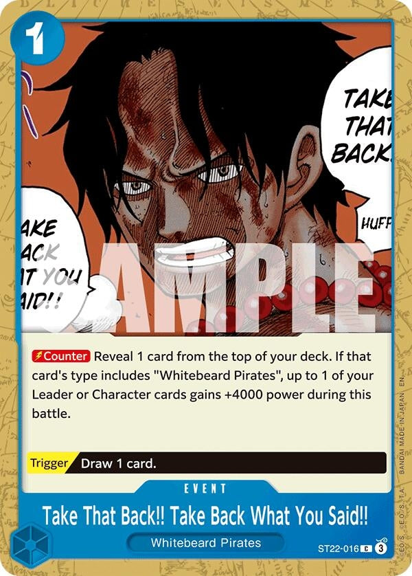 Image for Take That Back!! Take Back What You Said!! (ST22-016) (Starter Deck 22: Ace & Newgate) (ST-22) - One Piece Card Game