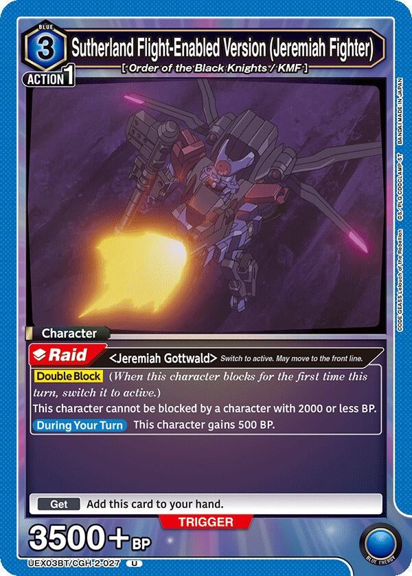 Image for Sutherland Flight-Enabled Version (Jeremiah Fighter) (UEX03BT/CGH-2-027) (UEX03BT: CODE GEASS: Lelouch of the Rebellion Vol.2) (UEX03BT) - Union Arena