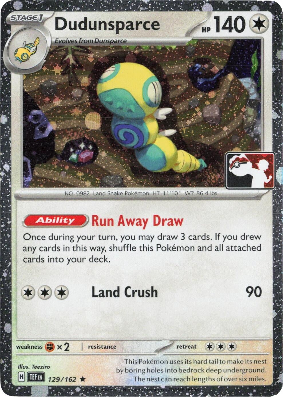 Image for Dudunsparce - 129/162 (Cosmos Holo) (129/162) (Prize Pack Series Cards) - Pokemon