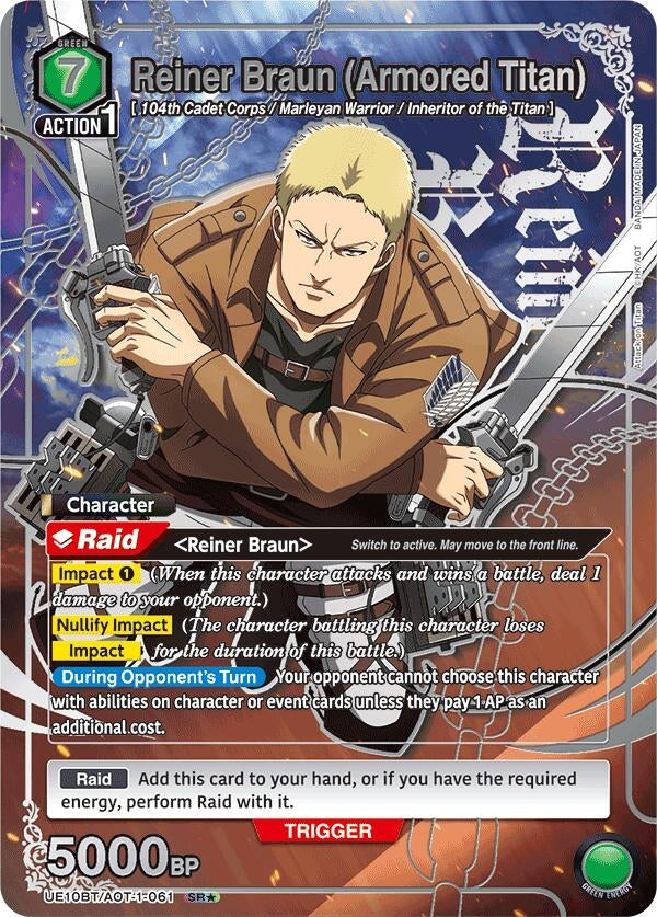 Image for Reiner Braun (Armored Titan) (SR*) (UE10BT/AOT-1-061) (UE10BT: Attack on Titan) (UE10BT) - Union Arena