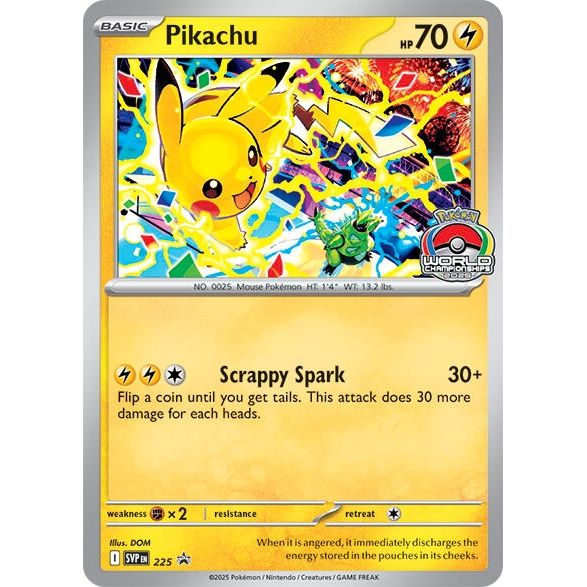 Pikachu - 225 (World Championship 2025) (225) (SV: Scarlet & Violet Promo Cards) - PokeBox USA