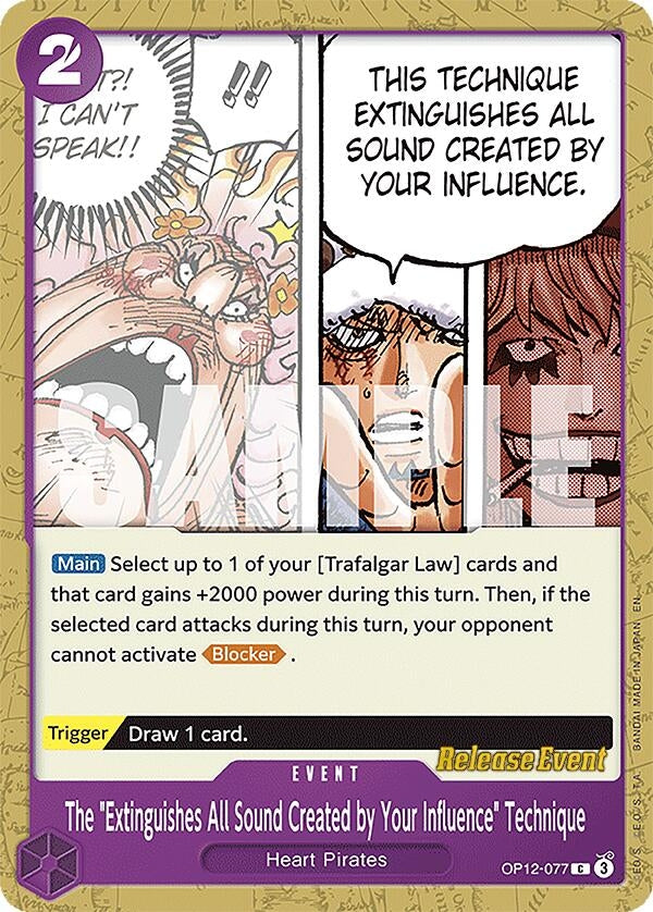 Image for The "Extinguishes All Sound Created by Your Influence" Technique (OP12-077) (Legacy of the Master Release Event Cards) (OP12 RE) - One Piece Card Game