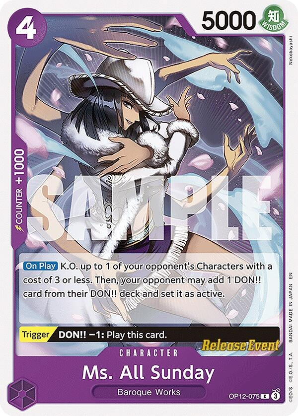 Image for Ms. All Sunday (OP12-075) (Legacy of the Master Release Event Cards) (OP12 RE) - One Piece Card Game