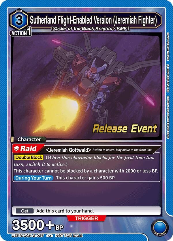 Image for Sutherland Flight-Enabled Version (Jeremiah Fighter) (UEPR/CGH-2-027) (UEX03BT: CODE GEASS: Lelouch of the Rebellion Vol.2 Release Event Cards) (UEX03BT_RE) - Union Arena
