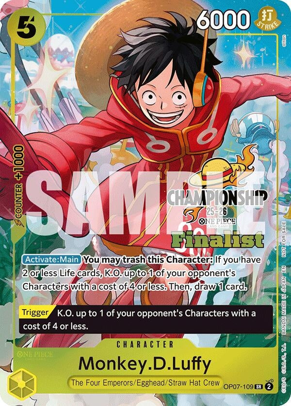 Image for Monkey.D.Luffy (CS 25-26 Finalist Card Set 1) (OP07-109) (One Piece Promotion Cards) (OP-PR) - One Piece Card Game