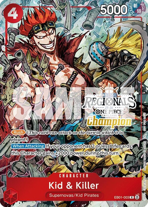Image for Kid & Killer (Online Regional Champion Card Set 2025 Vol.2) (EB01-003) (One Piece Promotion Cards) (OP-PR) - One Piece Card Game