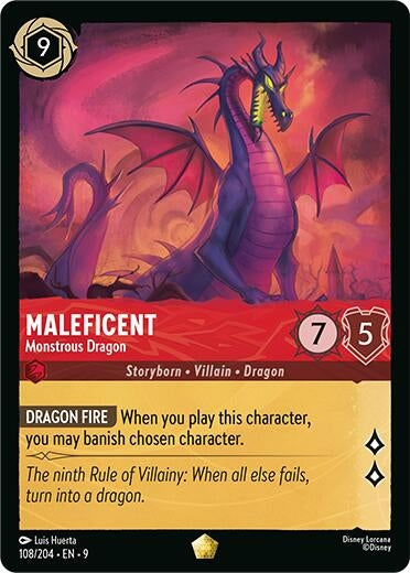 Image for Maleficent - Monstrous Dragon (108/204) (Fabled) (9) - Disney Lorcana