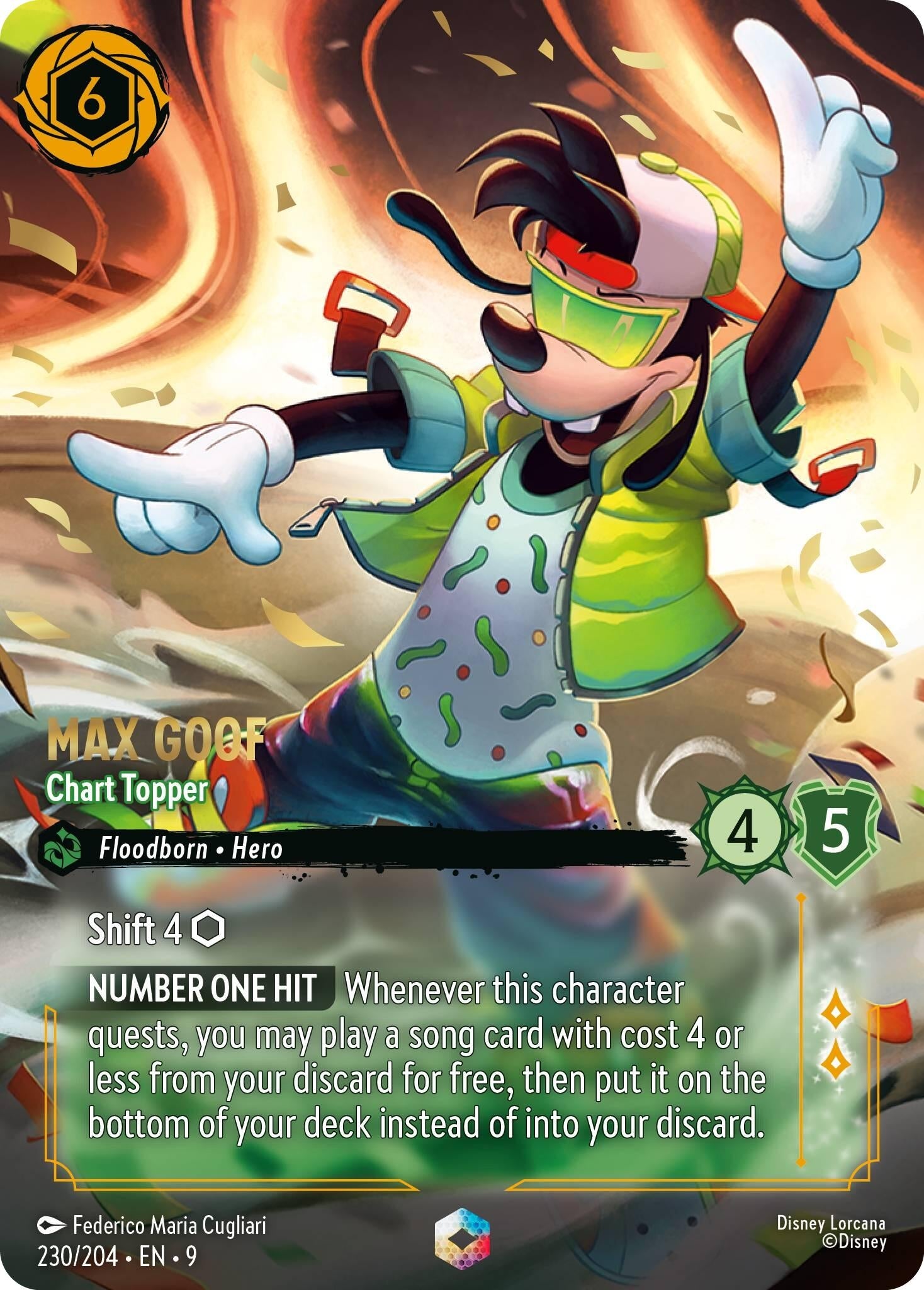Image for Max Goof - Chart Topper (Enchanted) (230/204) (Fabled) (9) - Disney Lorcana