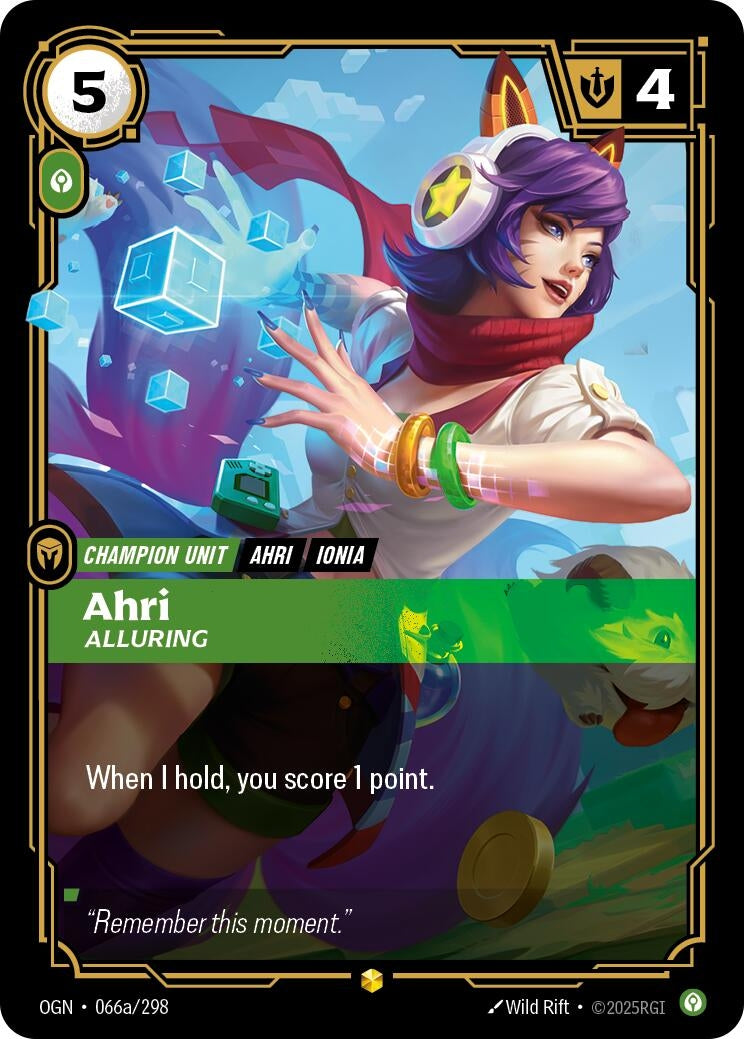 Image for Ahri - Alluring (Alternate Art) (066a/298) (Origins) (OGN) - Riftbound: League of Legends Trading Card Game