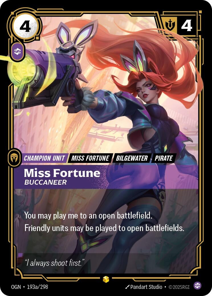 Image for Miss Fortune - Buccaneer (Alternate Art) (193a/298) (Origins) (OGN) - Riftbound: League of Legends Trading Card Game
